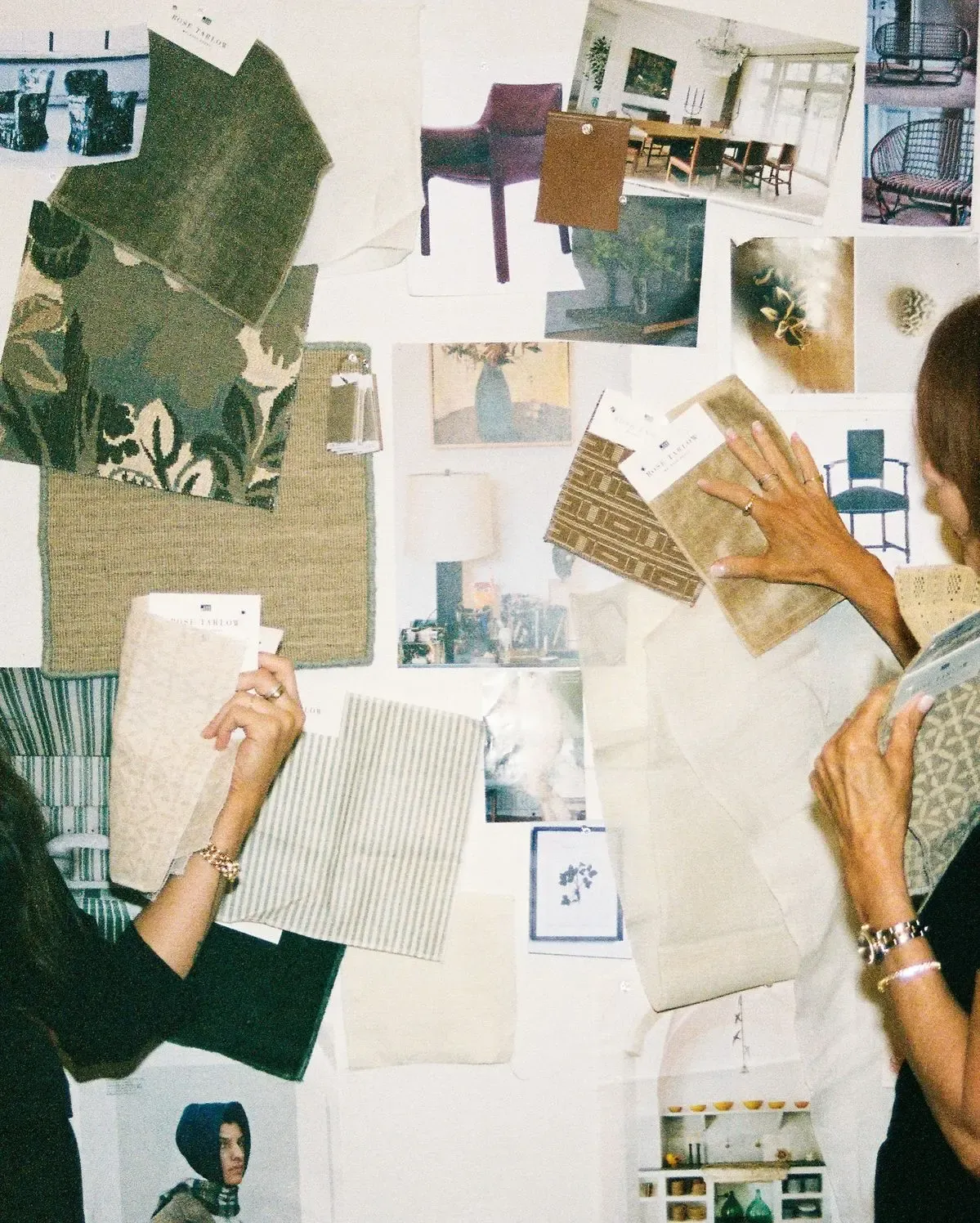 Creative moodboard with material swatches and design references
